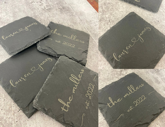 Personalized Couple's Coasters | Custom Engraved Wedding Gifts
