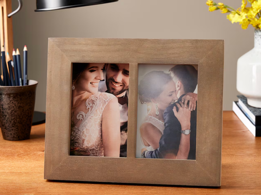 Personalized 2 Opening Picture Frame 4"x6" | Barnwood Collection
