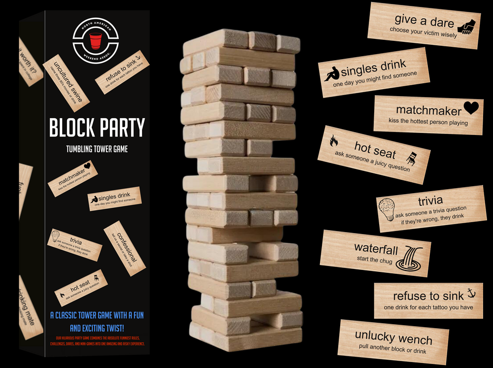 Block Party - Drinking Tumbling Tower Game – North American Weekend  Association