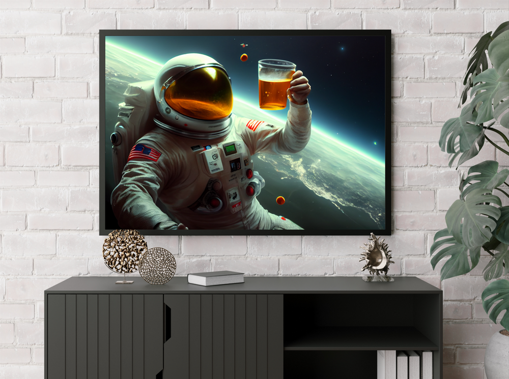 Astronaut Beer Cheers - Canvas Wall Art